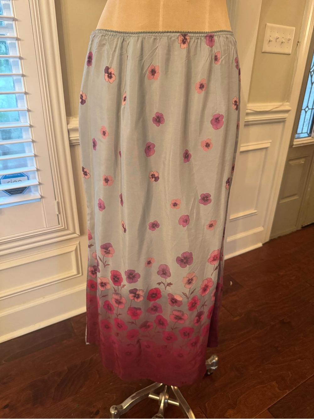 Free People Maxi Slip Skirt in Gray and Pink